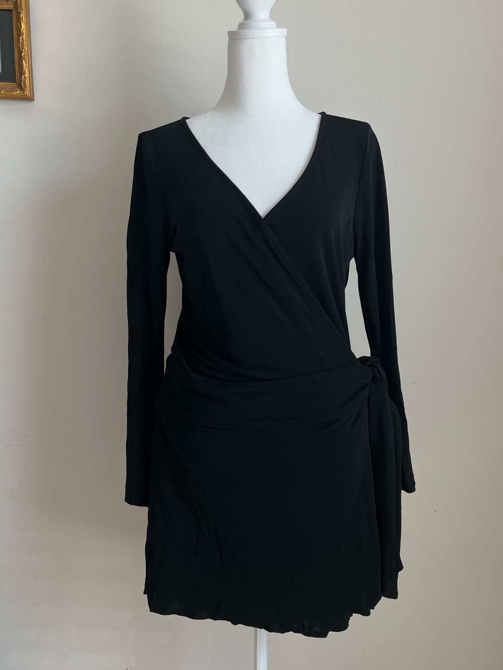 Diane Von Furstenberg FLAWED Wrap V neck Tunic Mini Dress Sz 10 Flare Sleeve